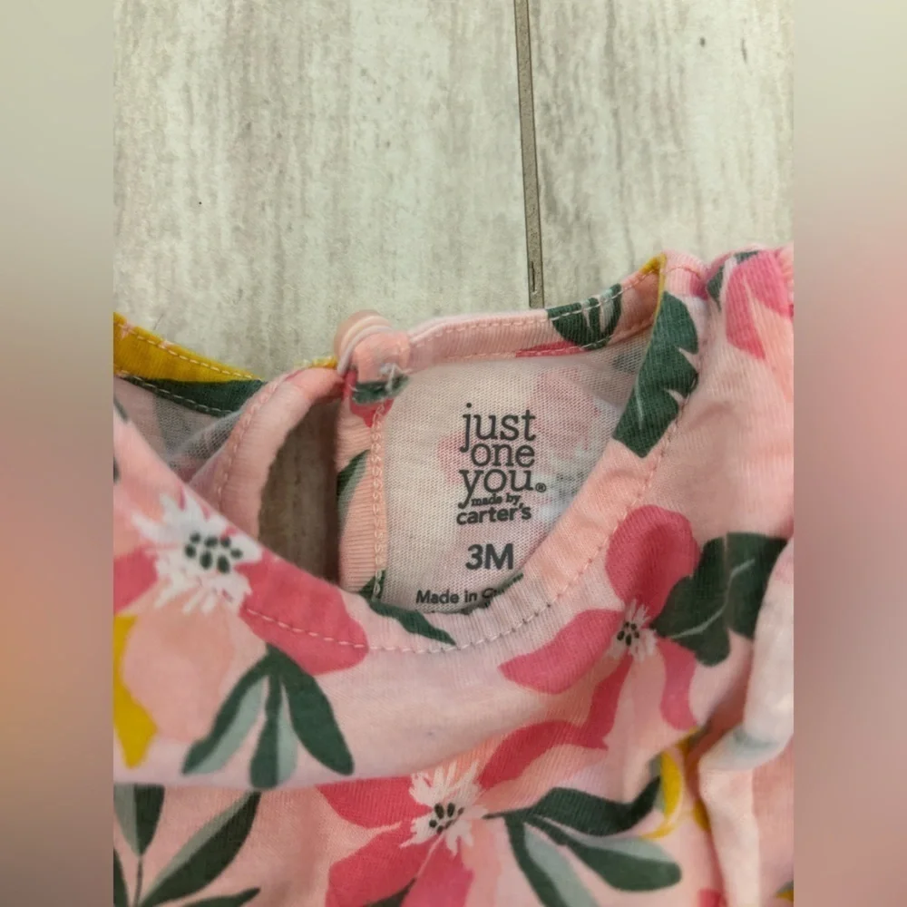 Carters Baby Girl Pink Floral One Piece Romper Size 3M